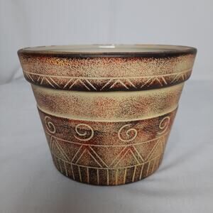 Aztec Design Ceramic Planter